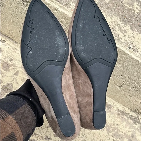 Franco Sarto Tan/black Wedge Shoes Suede - Picture 11 of 15